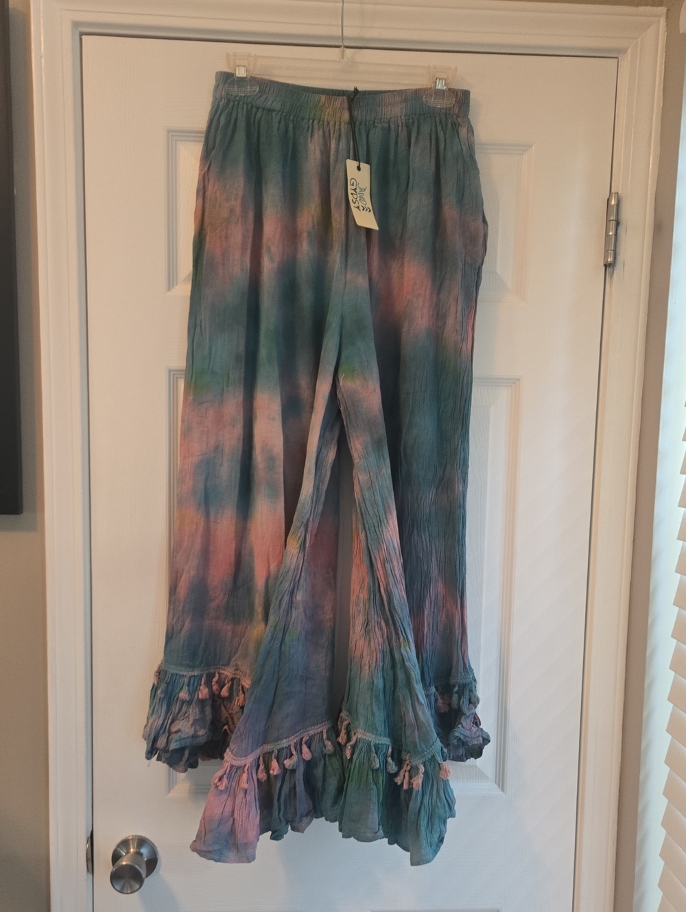 Jaded Gypsy, Tie-Dye Ruffle Hem Pants - Multicolor